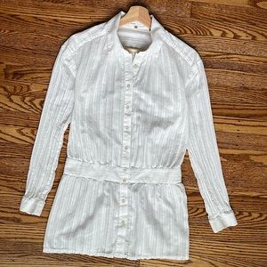 Vince White Linen Long Sleeve Peasant Shirt, Size XS.